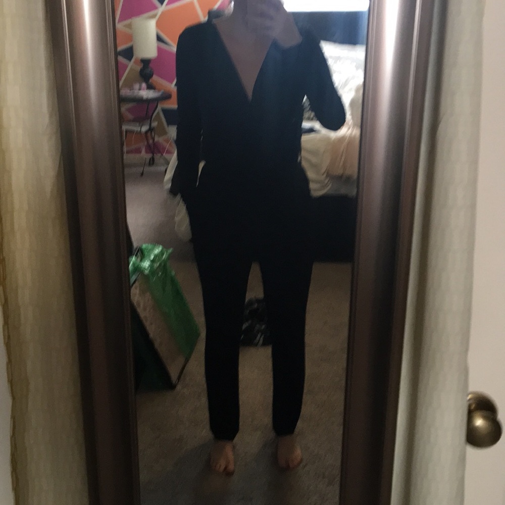Beautiful long sleeve deep v jumpsuit